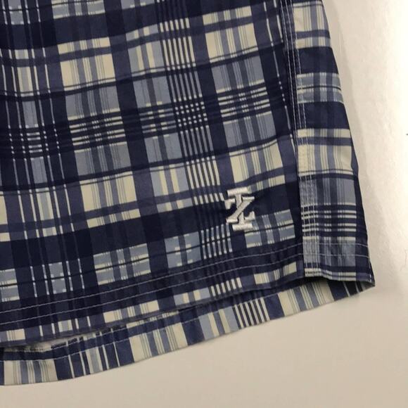 IZOD Blue Plaid Mens Medium Swimsuit - Picture 3 of 4